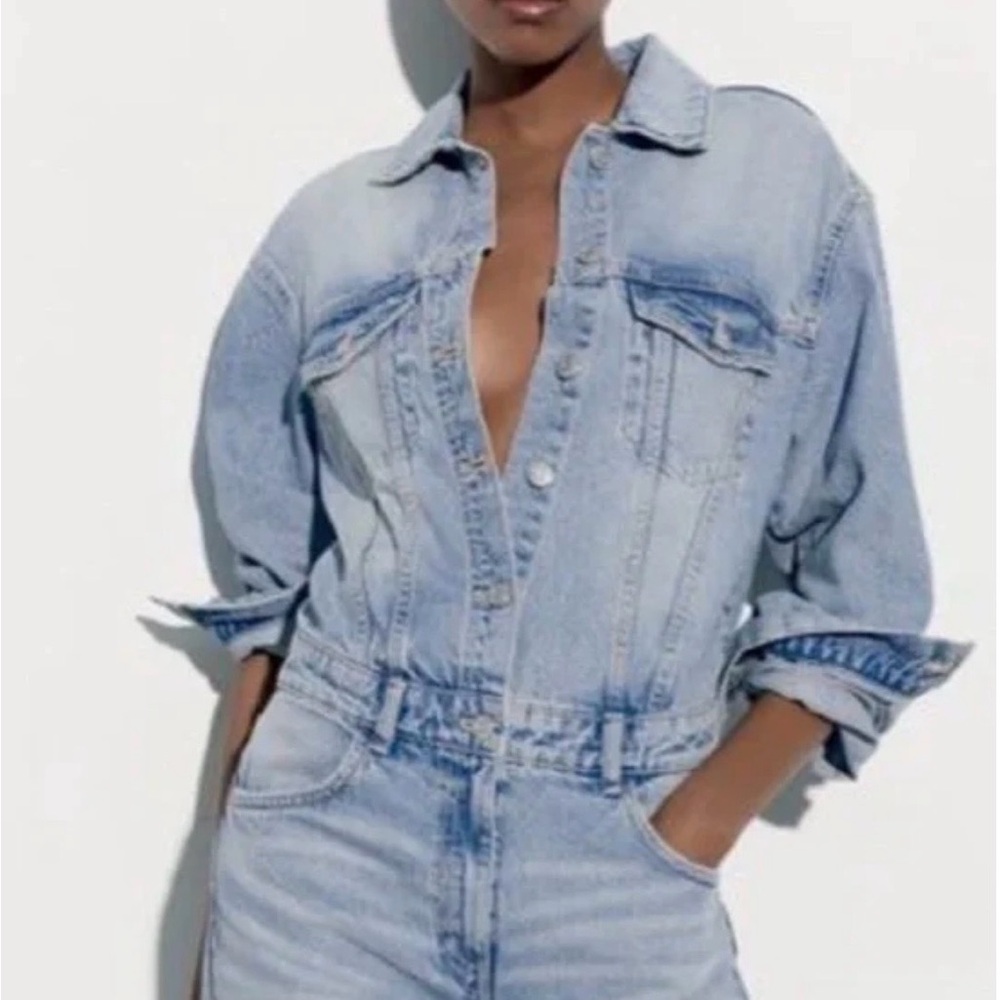 Zara Blue Denim jumpsuit - Picture 8 of 9